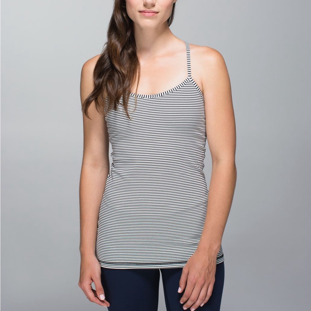 Lululemon Power Y Tank - size 6 - Hyper Stripe Black Ghost
